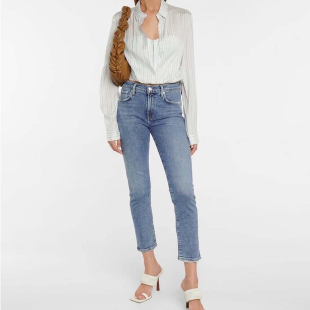 High Quality Agolde Size 24 Toni Mid Rise Slim Denim Jeans Blue